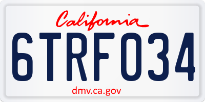 CA license plate 6TRF034
