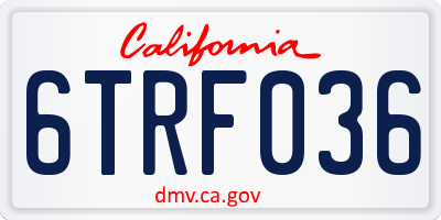 CA license plate 6TRF036