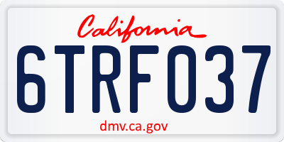 CA license plate 6TRF037