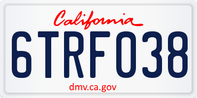 CA license plate 6TRF038