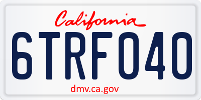CA license plate 6TRF040
