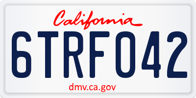 CA license plate 6TRF042