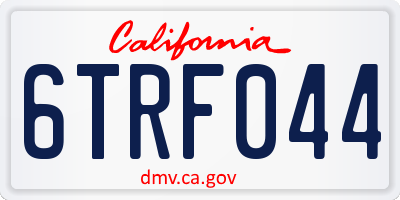 CA license plate 6TRF044