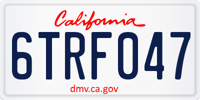 CA license plate 6TRF047