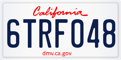 CA license plate 6TRF048