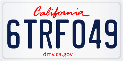 CA license plate 6TRF049