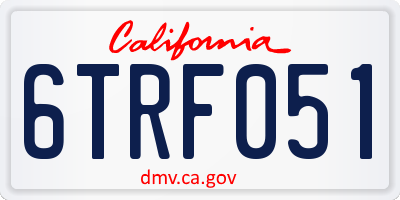 CA license plate 6TRF051