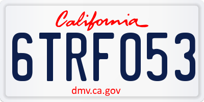 CA license plate 6TRF053