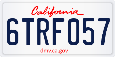 CA license plate 6TRF057