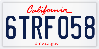 CA license plate 6TRF058
