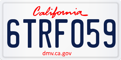 CA license plate 6TRF059