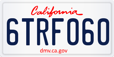 CA license plate 6TRF060