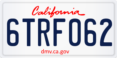 CA license plate 6TRF062