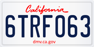CA license plate 6TRF063