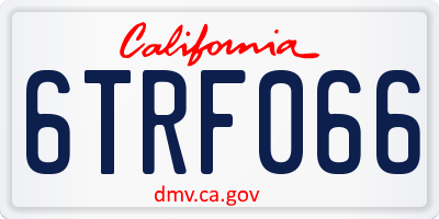 CA license plate 6TRF066