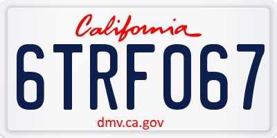CA license plate 6TRF067