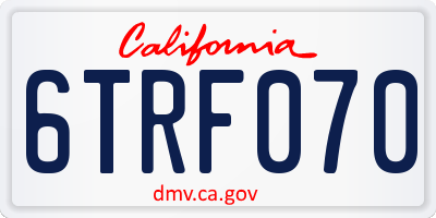 CA license plate 6TRF070