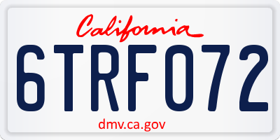 CA license plate 6TRF072