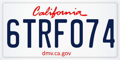 CA license plate 6TRF074