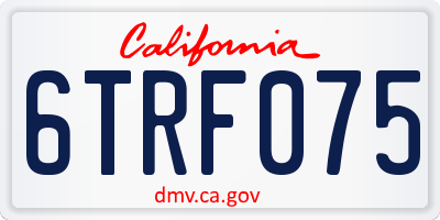 CA license plate 6TRF075
