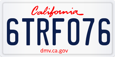 CA license plate 6TRF076