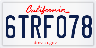 CA license plate 6TRF078