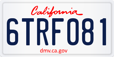 CA license plate 6TRF081