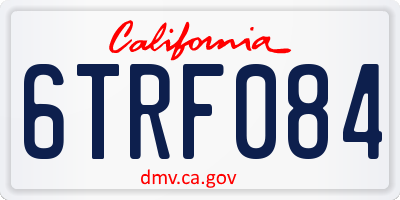 CA license plate 6TRF084