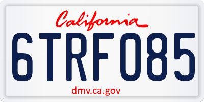 CA license plate 6TRF085