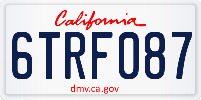 CA license plate 6TRF087