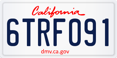 CA license plate 6TRF091