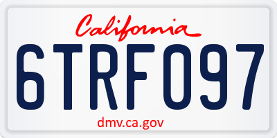 CA license plate 6TRF097
