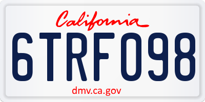 CA license plate 6TRF098