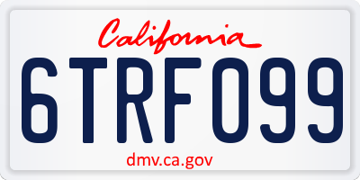 CA license plate 6TRF099