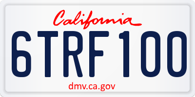 CA license plate 6TRF100