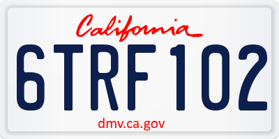CA license plate 6TRF102