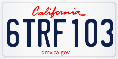 CA license plate 6TRF103