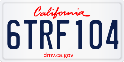 CA license plate 6TRF104