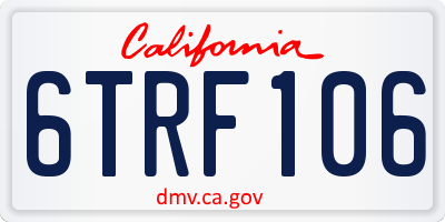 CA license plate 6TRF106