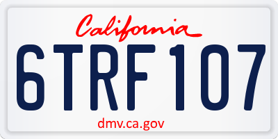CA license plate 6TRF107