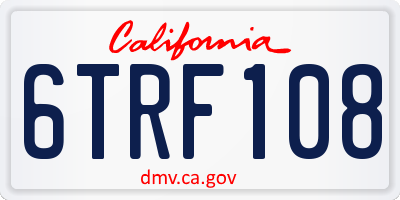 CA license plate 6TRF108