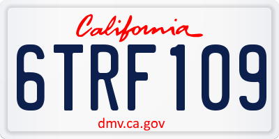 CA license plate 6TRF109