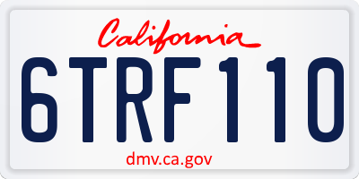 CA license plate 6TRF110
