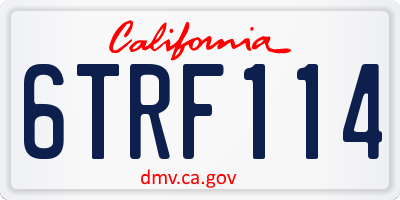 CA license plate 6TRF114