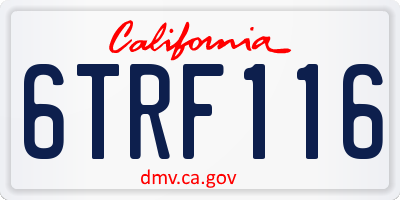 CA license plate 6TRF116