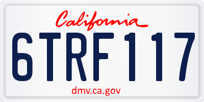 CA license plate 6TRF117