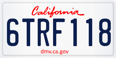 CA license plate 6TRF118