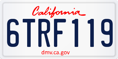 CA license plate 6TRF119