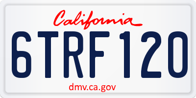 CA license plate 6TRF120