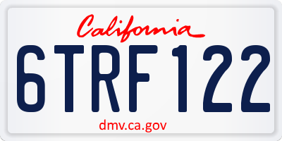 CA license plate 6TRF122